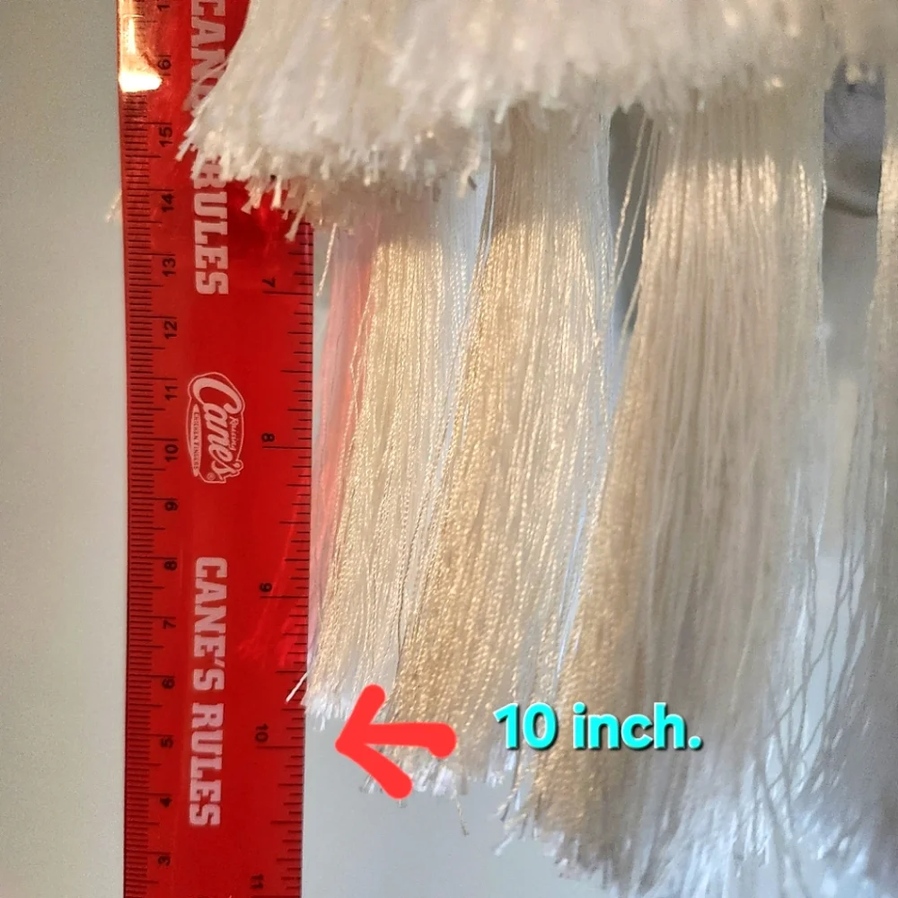 Elegant White Fringe Tassel Chandlier Gold Accents Boho Modern Lamp